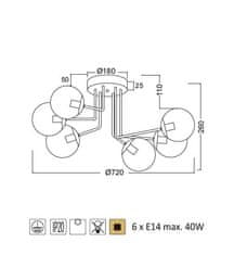 ACA  Stropní svítidlo BOMBAY max. 6x40W/E14/230V/IP20