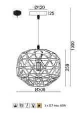 ACA  Závěsné svítidlo ALADDIN max. 60W/E27/230V/IP20, černá barva