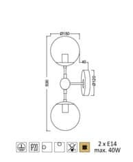 ACA  Nástěnné svítidlo BOMBAY max. 2x40W/E14/230V/IP20