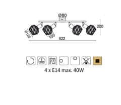 ACA  Přisazené bodové svítidlo ALADDIN max. 4x40W/E14/230V/IP20, barva mědi