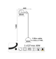 ACA  Stojací lampa OCEANUS max. 60W/E27/230V/IP20