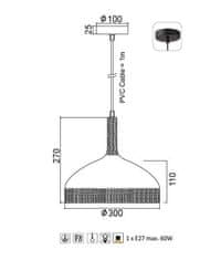 ACA  Závěsné svítidlo COTTAGE max. 60W/E27/230V/IP20, hnědá barva rzi