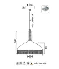 ACA  Závěsné svítidlo COTTAGE max. 60W/E27/230V/IP20, bílá barva