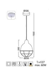 ACA  Závěsné svítidlo LETO max. 60W/E27/230V/IP20