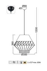 ACA  Závěsné svítidlo MADONNA max. 60W/E27/230V/IP20, černá barva