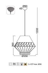 ACA  Závěsné svítidlo MADONNA max. 60W/E27/230V/IP20, šedá barva