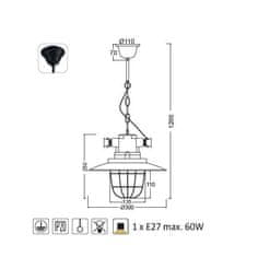 ACA  Závěsné svítidlo DRILL max. 60W/E27/230V/IP20