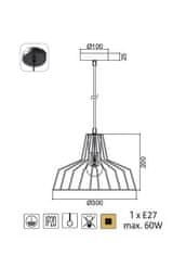 ACA  Závěsné svítidlo HADES max. 60W/E27/230V/IP20