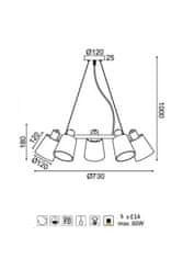 ACA  Závěsné svítidlo NORMA max. 5x60W/E14/230V/IP20