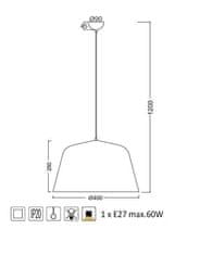 ACA  Závěsné svítidlo PALLADA max. 60W/E27/230V/IP20, šedé