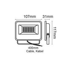 ACA Lightning  LED venkovní slim reflektor V 20W/230V/3000K/2000Lm/120°/IP66, černý