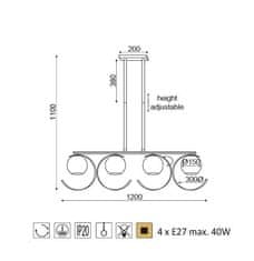 ACA  Závěsné svítidlo IPARELLE max. 4x40W/E27/230V/IP20