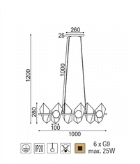 ACA  Závěsné svítidlo POLYGON max. 6x25W/G9/230V/IP20