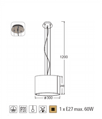 ACA  Závěsné svítidlo DIONE max. 60W/E27/230V/IP20