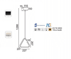 ACA  LED závěsné svítidlo EUCLID2 7W/230V/3000K/725Lm/360°/IP20, černá barva