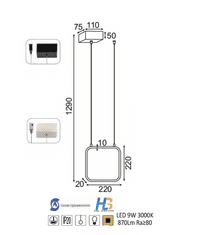 ACA  LED závěsné svítidlo SYMETRIA 9W/230V/3000K/870Lm/360°/IP20, bílá barva