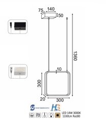 ACA  LED závěsné svítidlo SYMETRIA 14W/230V/3000K/1330Lm/360°/IP20, bílá barva