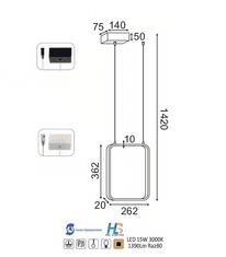 ACA  LED závěsné svítidlo SYMETRIA 15W/230V/3000K/1390Lm/360°/IP20, bílá barva