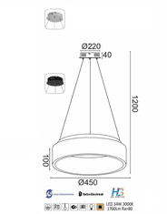 ACA  LED závěsné svítidlo APOLLO, černá barva