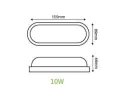 ACA Lightning  LED přisazené svítidlo DORA 10W/230V/4000K/930Lm/110°/IP65/IK08, oválné černé