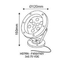 ACA Lightning  Fontánový LED reflektor AQUET 6W/12V AC-DC/6000K/450Lm/60°/IP68/IK10