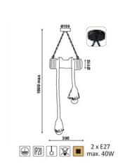 ACA  Závěsné lanové svítidlo MERLIN max. 2x40W/E27/230V/IP20