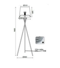 ACA  Stojací lampa AGATHA max. 40W/E27/230V/IP20, bílá