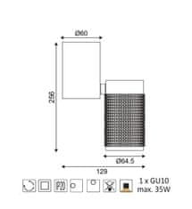 ACA  Přisazené bodové svítidlo MEGATRON1 max. 35W/GU10/230V/IP20