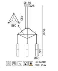 ACA  Závěsné svítidlo DA VINCI max. 3x25W/GU10/230V/IP20