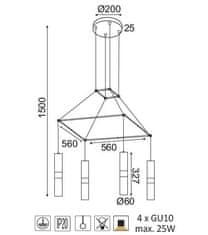 ACA  Závěsné svítidlo DA VINCI max. 4x25W/GU10/230V/IP20