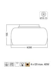 ACA  Stropní svítidlo YVONNE max. 4x40W/G9/230V/IP20