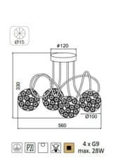 ACA  Stropní svítidlo SKYLAR max. 4x28W/G9/230V/IP20, průměr 56 cm