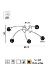 ACA  Stropní svítidlo SKYLAR max. 5x28W/G9/230V/IP20, průměr 61 cm