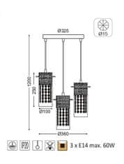 ACA  Závěsné svítidlo MIA max. 3x60W/E14/230V/IP20