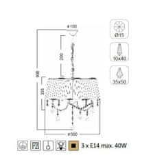 ACA  Závěsné svítidlo PENELOPE max. 3x40W/E14/230V/IP20