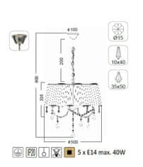 ACA  Závěsné svítidlo PENELOPE max. 5x40W/E14/230V/IP20