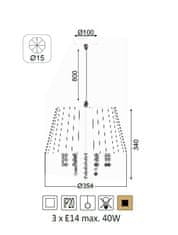 ACA  Závěsné svítidlo ALICE max. 3x40W/E14/230V/IP20