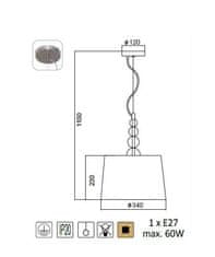 ACA  Závěsné svítidlo OLIVIA max. 60W/E27/230V/IP20