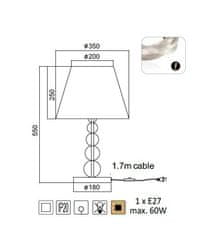 ACA  Stolní lampa OLIVIA max. 60W/E27/230V/IP20