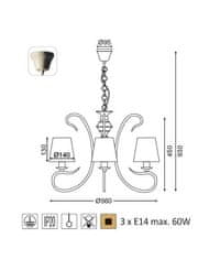 ACA  Závěsné svítidlo DIJON max. 3x60W/E14/230V/IP20