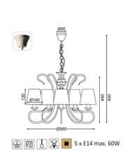 ACA  Závěsné svítidlo DIJON max. 5x60W/E14/230V/IP20