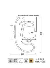 ACA  Nástěnné svítidlo DIJON max. 40W/E14/230V/IP20