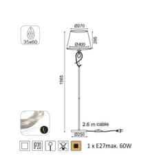 ACA  Stojací lampa BASILICO max. 60W/E27/230V/IP20