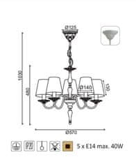 ACA  Závěsné svítidlo KARPATHIA max. 5x40W/E14/230V/IP20