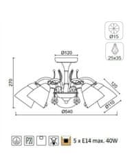 ACA  Stropní svítidlo QUINCE max. 5x40W/E14/230V/IP20