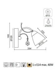 ACA  Nástěnné svítidlo QUINCE max. 40W/E14/230V/IP20