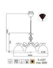 ACA  Závěsné svítidlo ELECTRA max. 5x60W/E27/230V/IP20