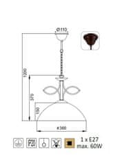 ACA  Závěsné svítidlo ELECTRA max. 60W/E27/230V/IP20