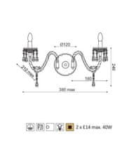 ACA  Nástěnné svítidlo PEGASUS max. 2x40W/E14/230V/IP20, černá barva