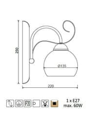 ACA  Nástěnné svítidlo FOYER max. 60W/E27/230V/IP20